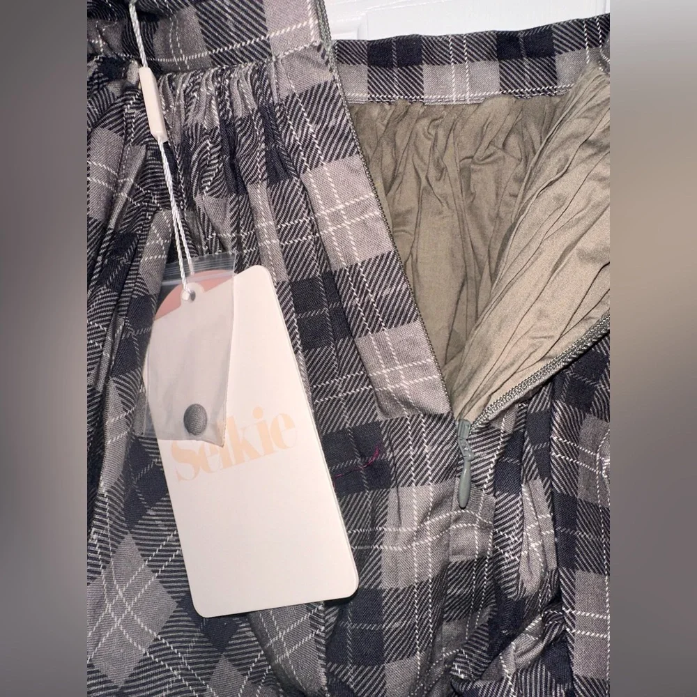 Selkie Cotton Plaid Ruffle Pleated Granger Mini Skirt - Picture 15 of 16